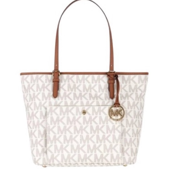 Michael Kors White and Tan Tote Bag - Picture 1 of 8